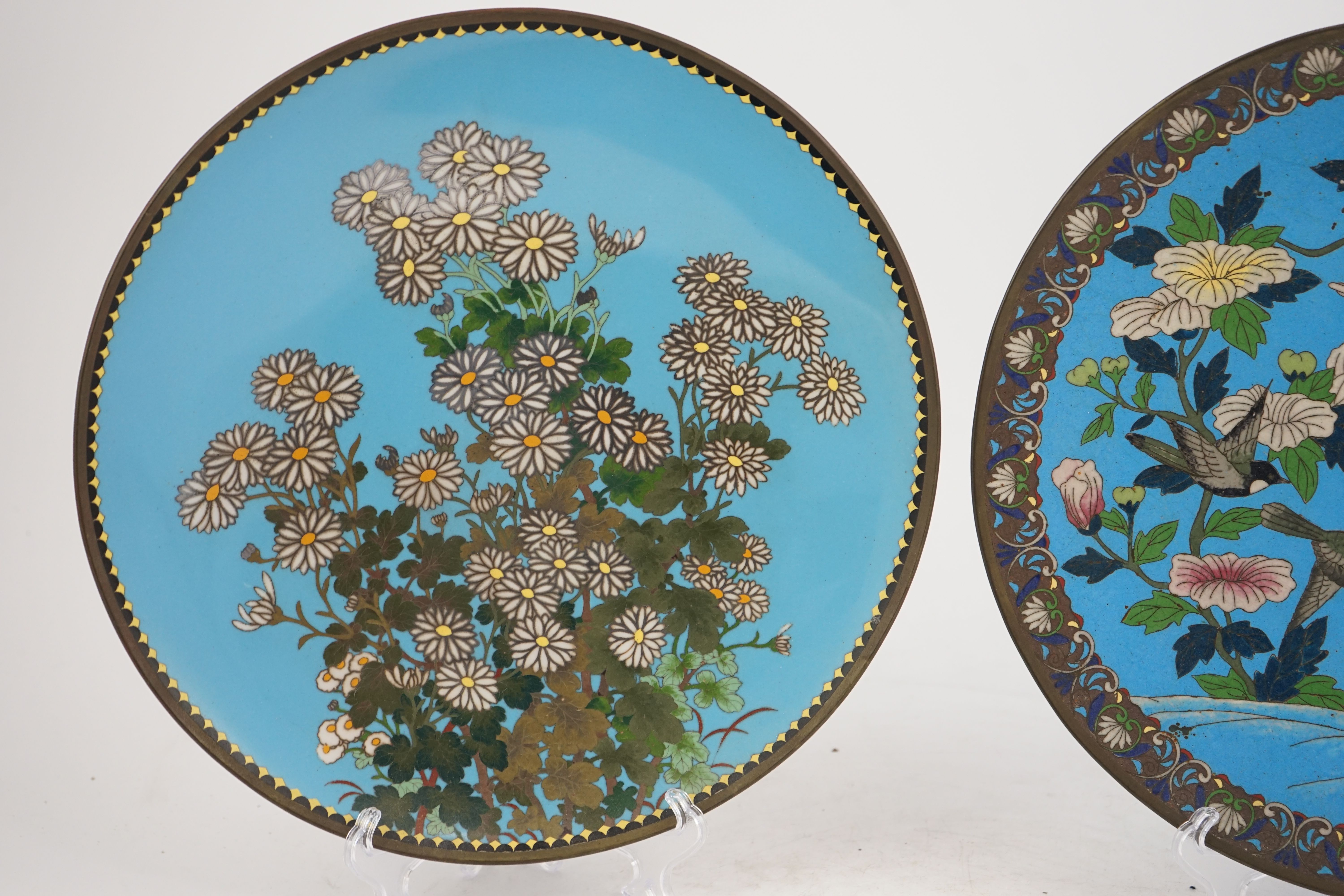 Four Japanese cloisonné polychrome enamel dishes, early 20th century